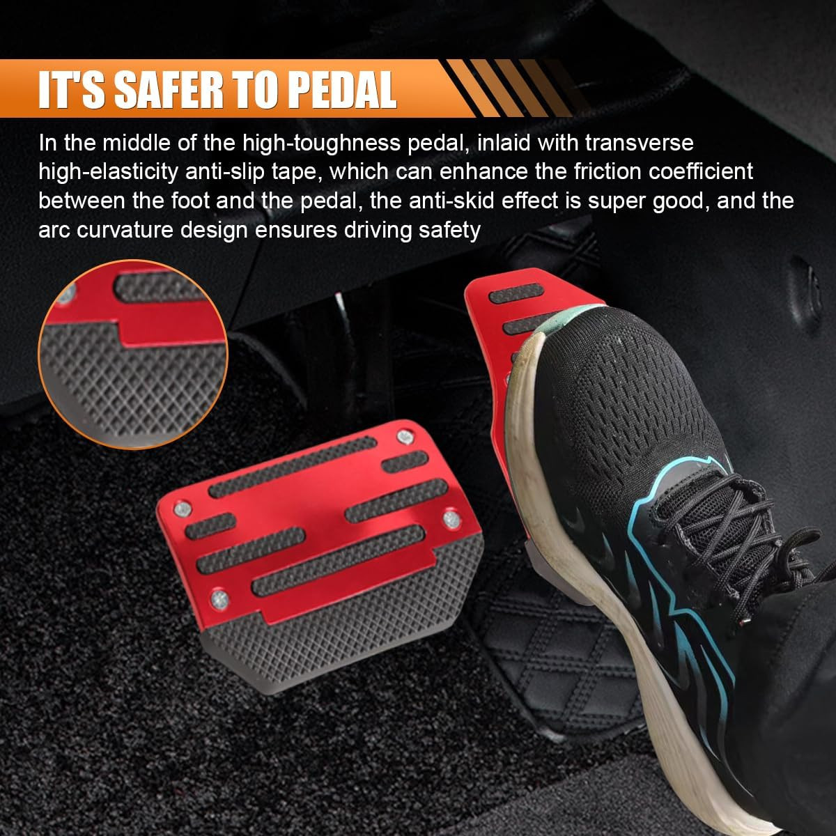 Brake Gas Pedal Covers for Most Cars Automatic Non-Slip Aluminum Red Blue Silver
