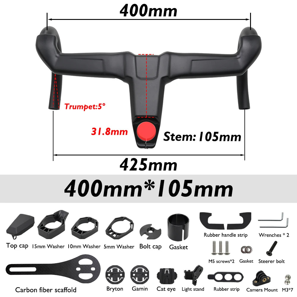Integrated Carbon Aero Road Drop Handlebar Comfort Wide Stem for Road Bike