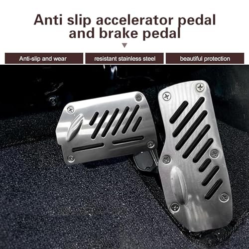 Car Pedal Covers, Anti-slip Brake & Accelerator Pad, Alloy Anti 2 PCS Black
