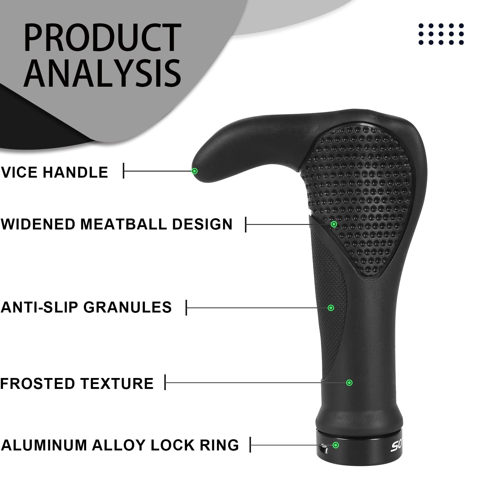BUCKLOS Single Lock-on Bike Handlebar Grips Ergonomic Ergonomic, BLACK