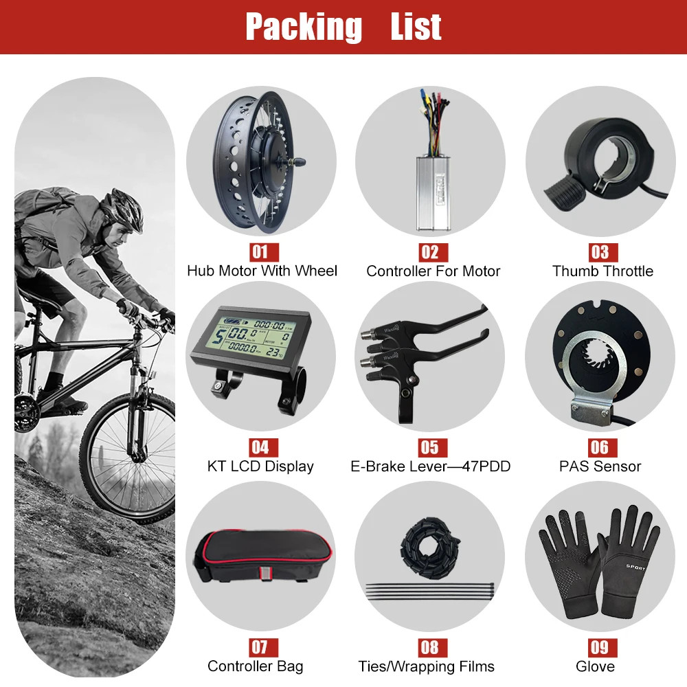 Snow Fat Tire Electric Bike 48V 1000W Front Brushless Hub Motor Wheel 20 24 26in