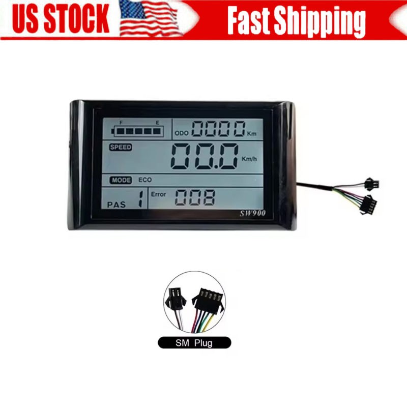 E-Bike SW900 LCD Display SM Plug 24V 36V 48V LCD Meter Panel Electric Bicycle US