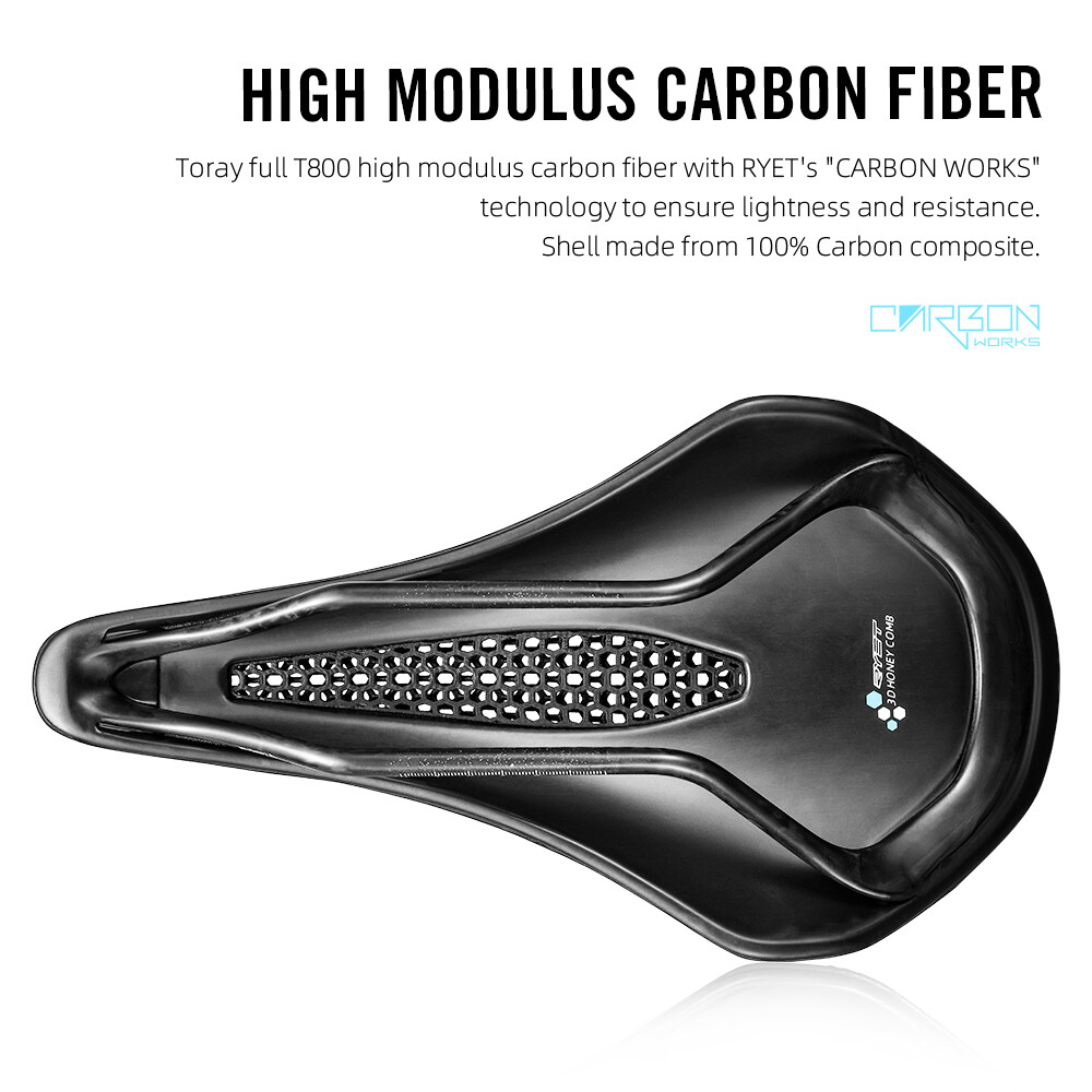 3D Printed Bike Saddle Carbon Fiber Base for Mountain Road Gravel Bicycle 145mm