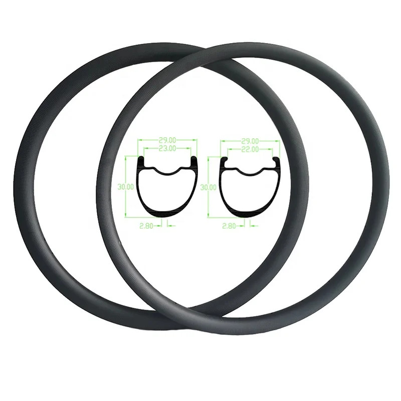 Gravel Road Cyclocross Bicycle 700C 30*29mm Carbon Rims Hookless Rings 2pcs