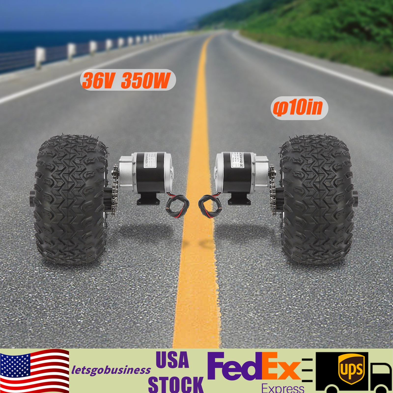 10″ Complet Motor Conversion Kit 36V 350W Double Wheel for Electric Cart Scooter