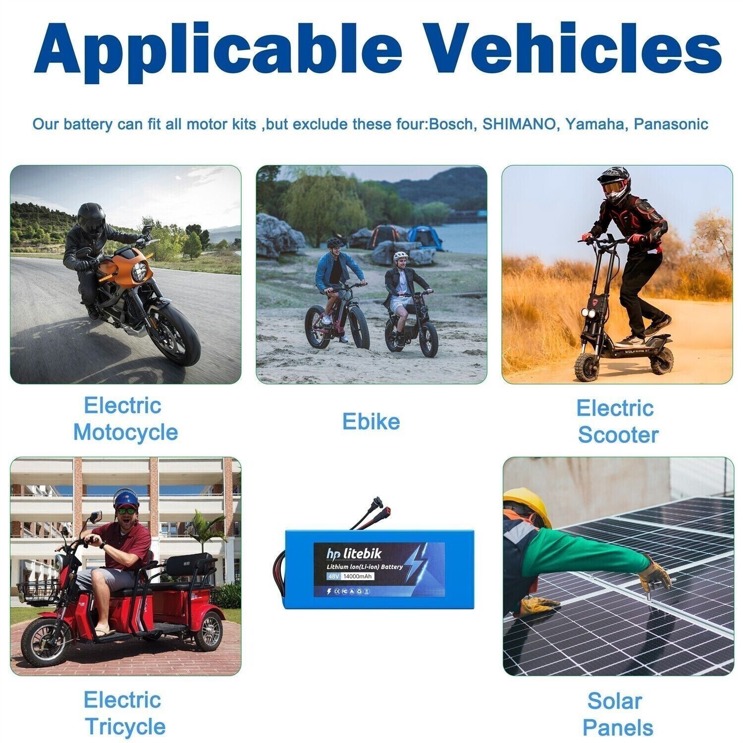 48V 14Ah Lithium Battery For 500W 750W 1000W 1500W EBike Electric Bike Bicycle