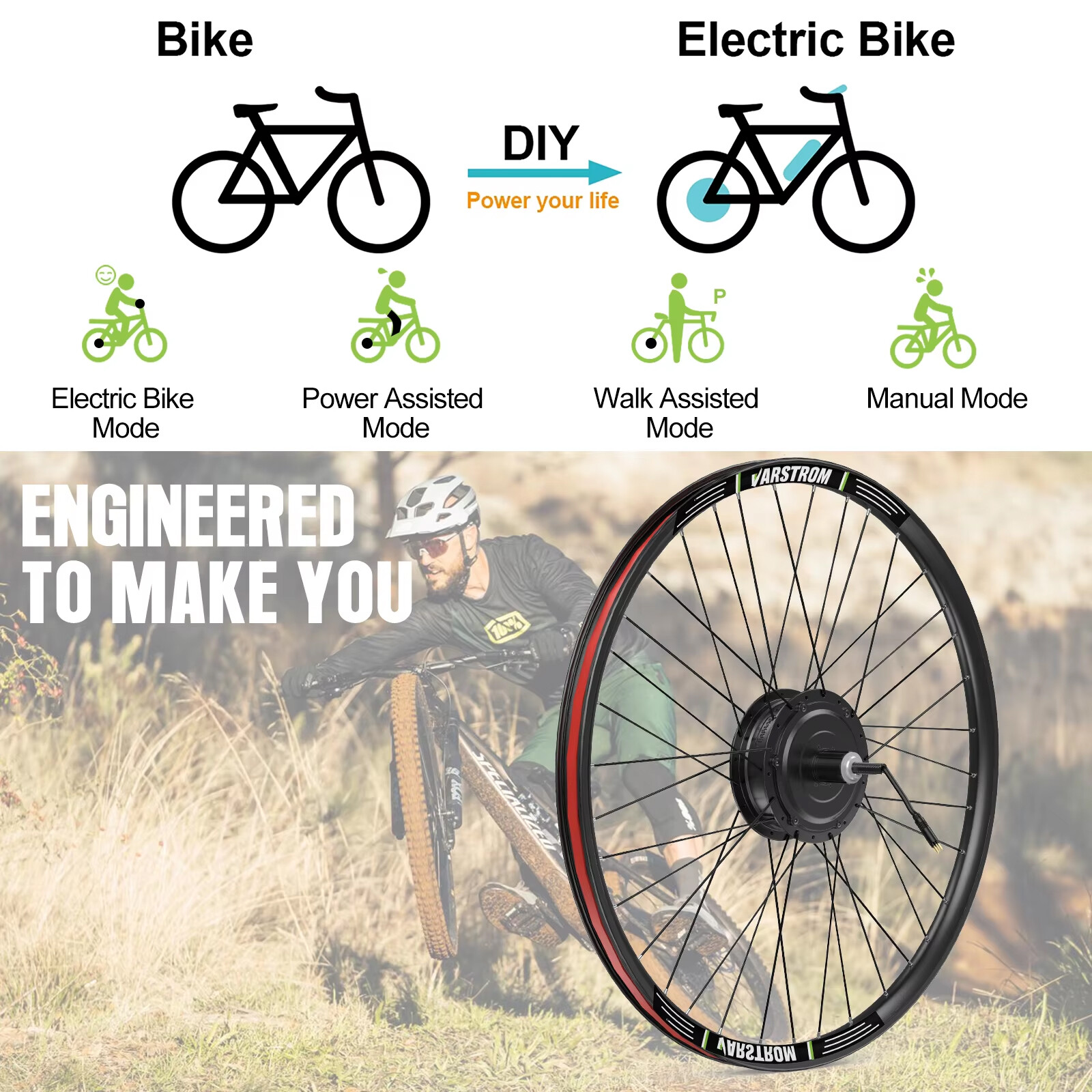 Bafang 48V 500W Front Rear Hub Motor Electric Bike Conversion Kit 26″ 27.5″ 700C