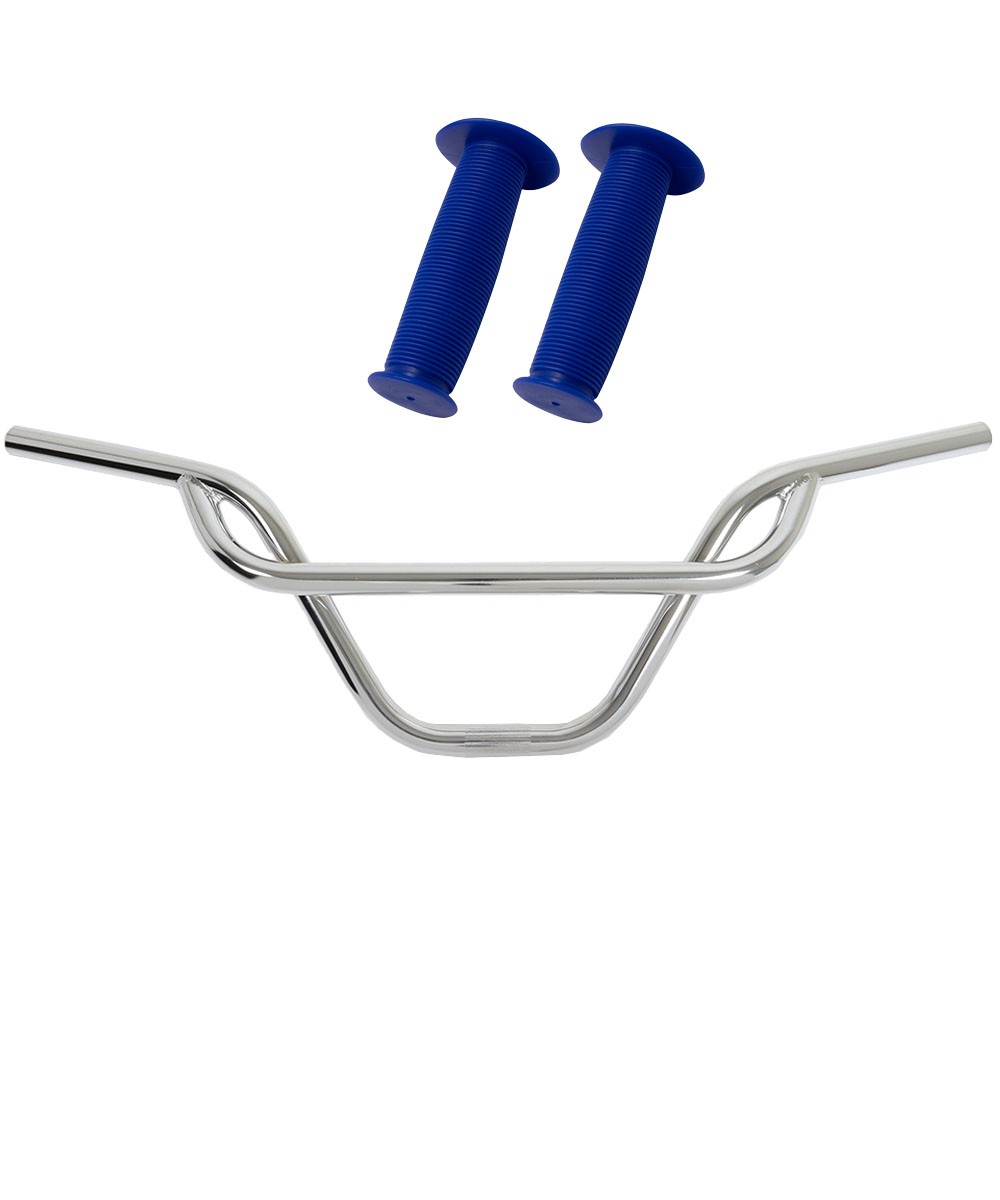 PRO+ 325 Chrome Handlebar & Blue Mushroom Grips