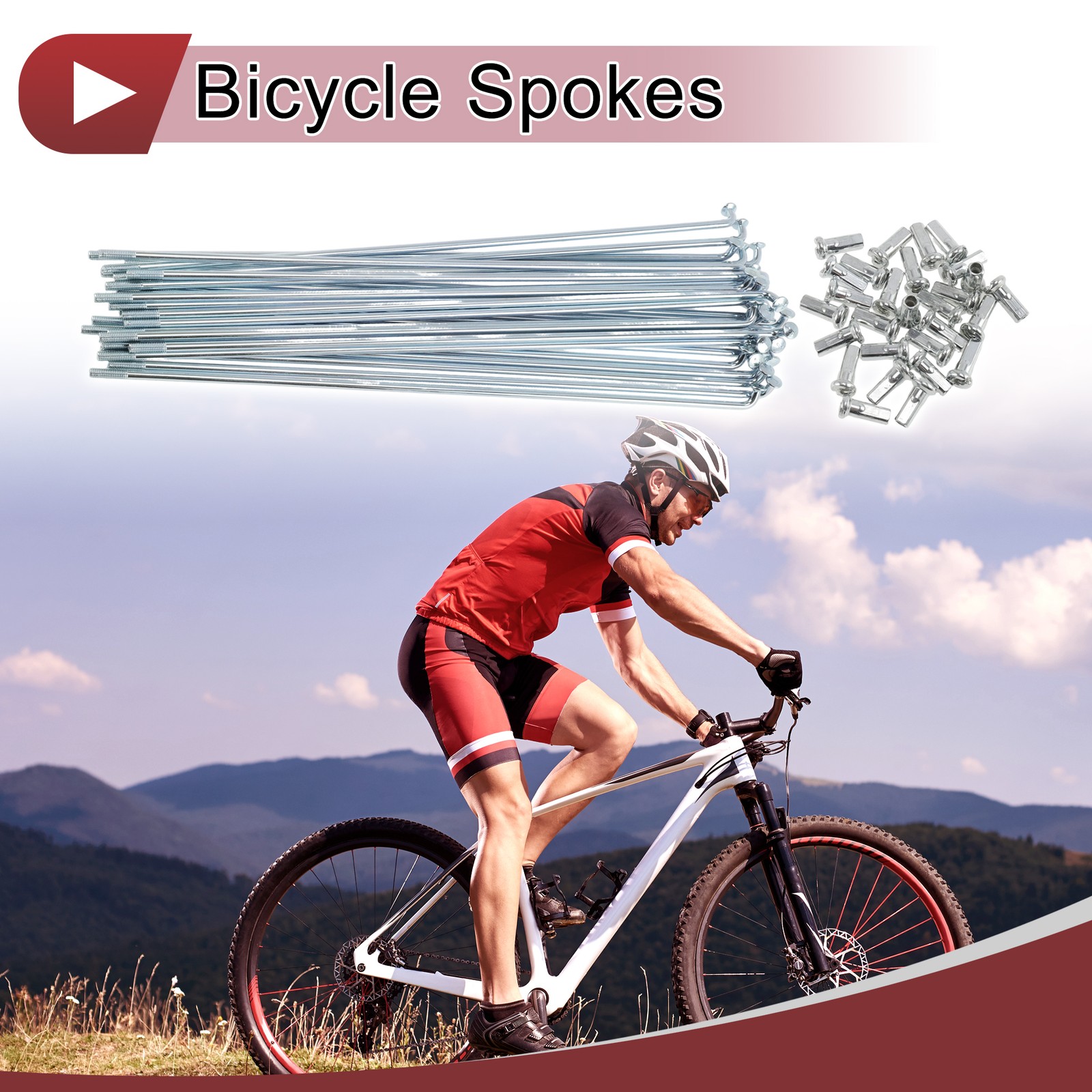 12G Bicycle Spoke 189 mm Bike Wheel Spoke Galvanized Carbon Steel Silver Tone