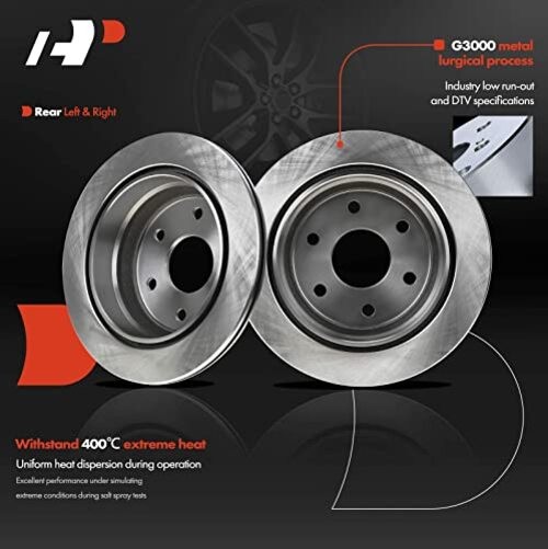 12.80 in (325mm) Disc Brake Rotors + Ceramic Pads kit Compatible Rear Vented