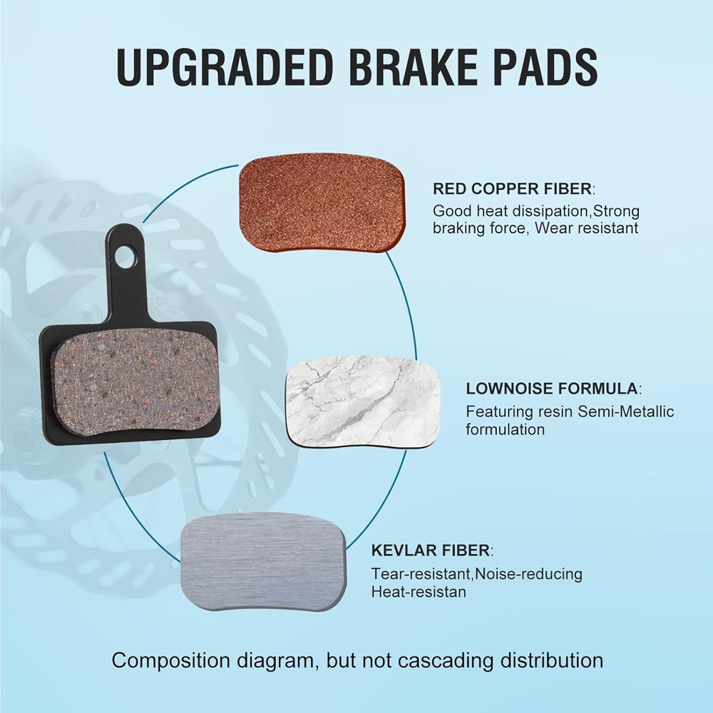 4 Pairs MTB Disc Brake Pads Resin & Semi-Metallic Quiet W/ Install Kit E-Bike