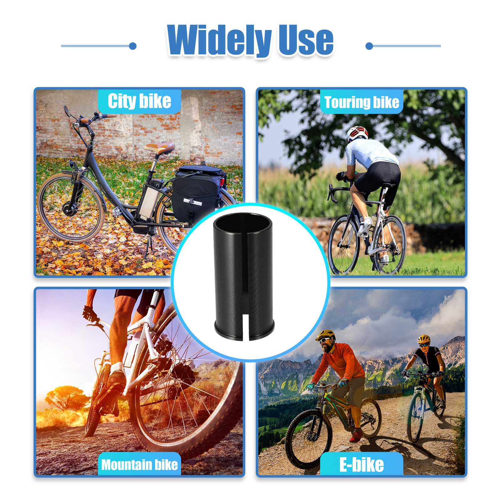 2 Pcs 27.2mm to 31.8mm Bicycle Seat Post Tube Adapter Reducing Sleeve Black