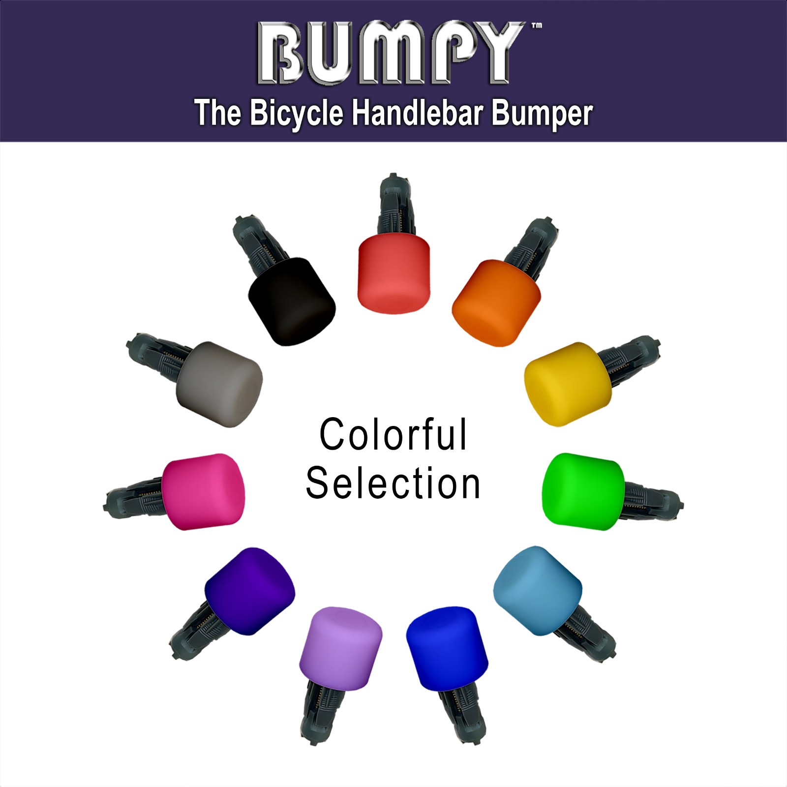 BUMPY END PLUG Bike Handlebar Soft Safe Secure Best Fit Grip Cap Purple Pair