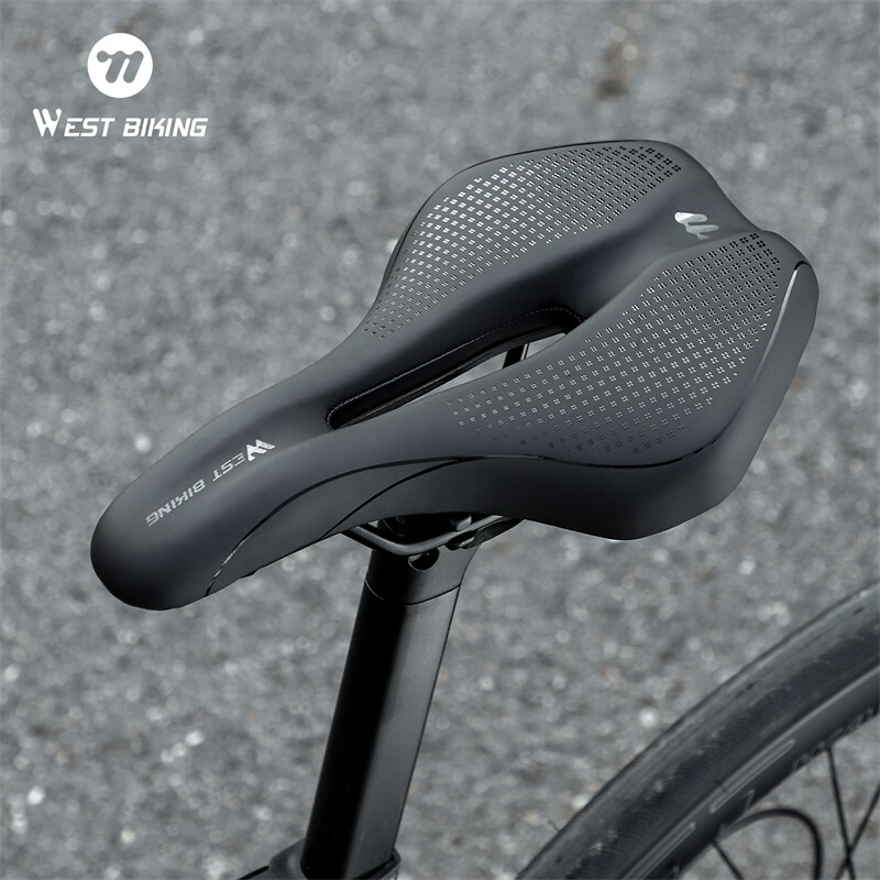 WEST BIKING Leather Bicycle Saddle Hollow Breathable Comfort Bike Seat Cushion