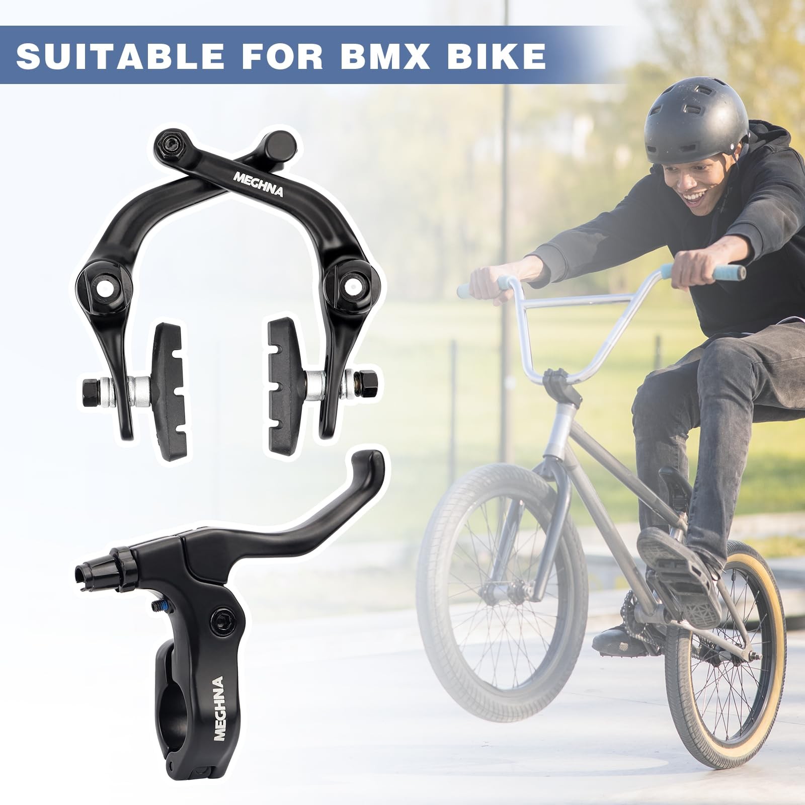BMX Rear Aluminum Alloy Rim Brake Set，Bike U Brakes 900MM/950MM, Black