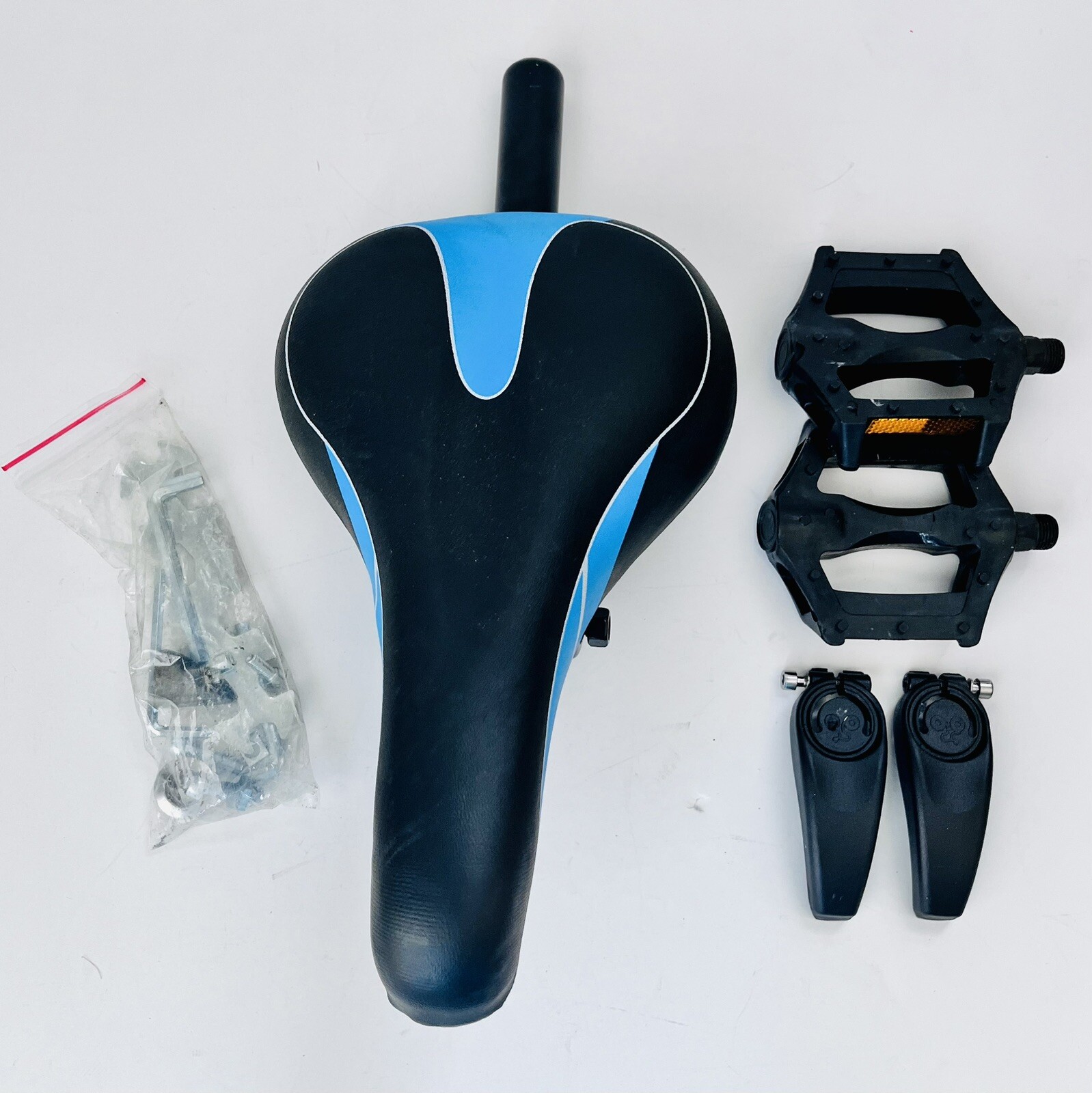 Bike Seat Pedals Accessories Kit Blue Black Bicycle