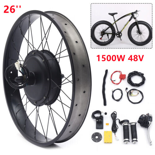 26″ Rear Hub Motor LCD E-Bike Electric Bicycle Conversion Kit Fat Tire 48V 1500W