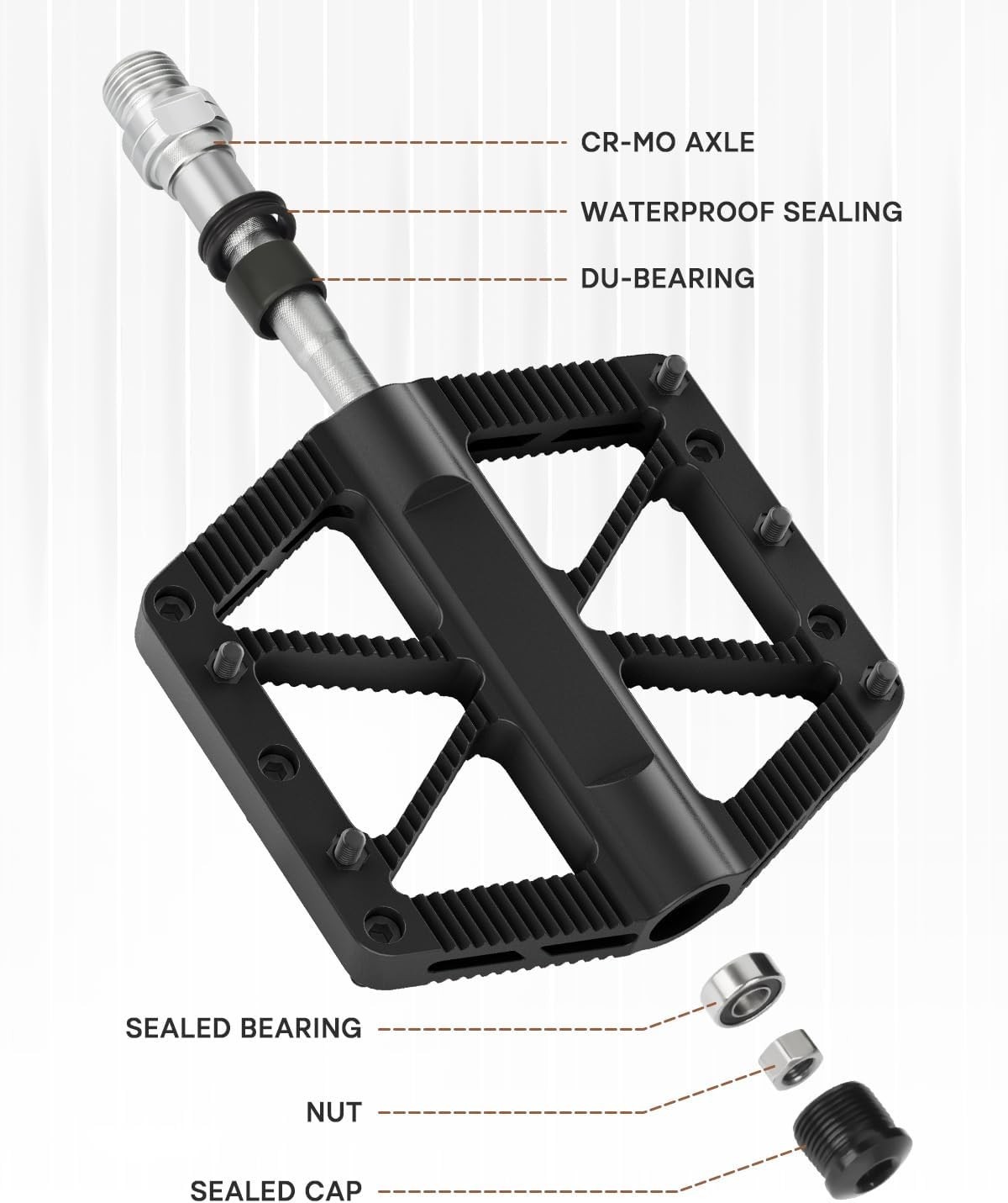 Bike Pedals, Mountain MTB BMX Pedals, 9/16″ Bicycle Pedals, Lightweight Non-Slip