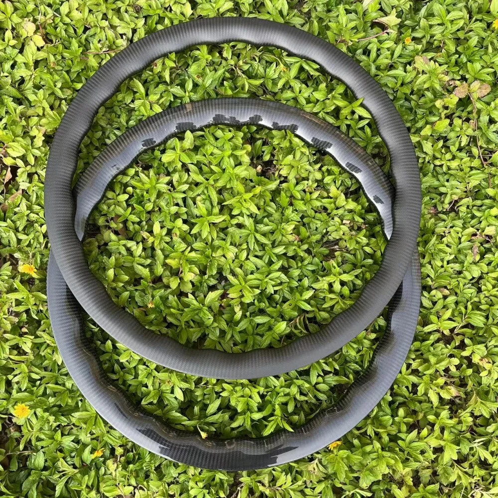 700C Gravel Bike Wave Carbon Rims 28mm Wide 45mm Depth Disc Brake Tubeless