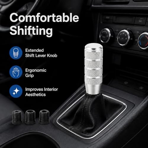 95mm/3.74″ Car Shifter Knob, Aluminum Weighted Automotive Gear Shift Silver