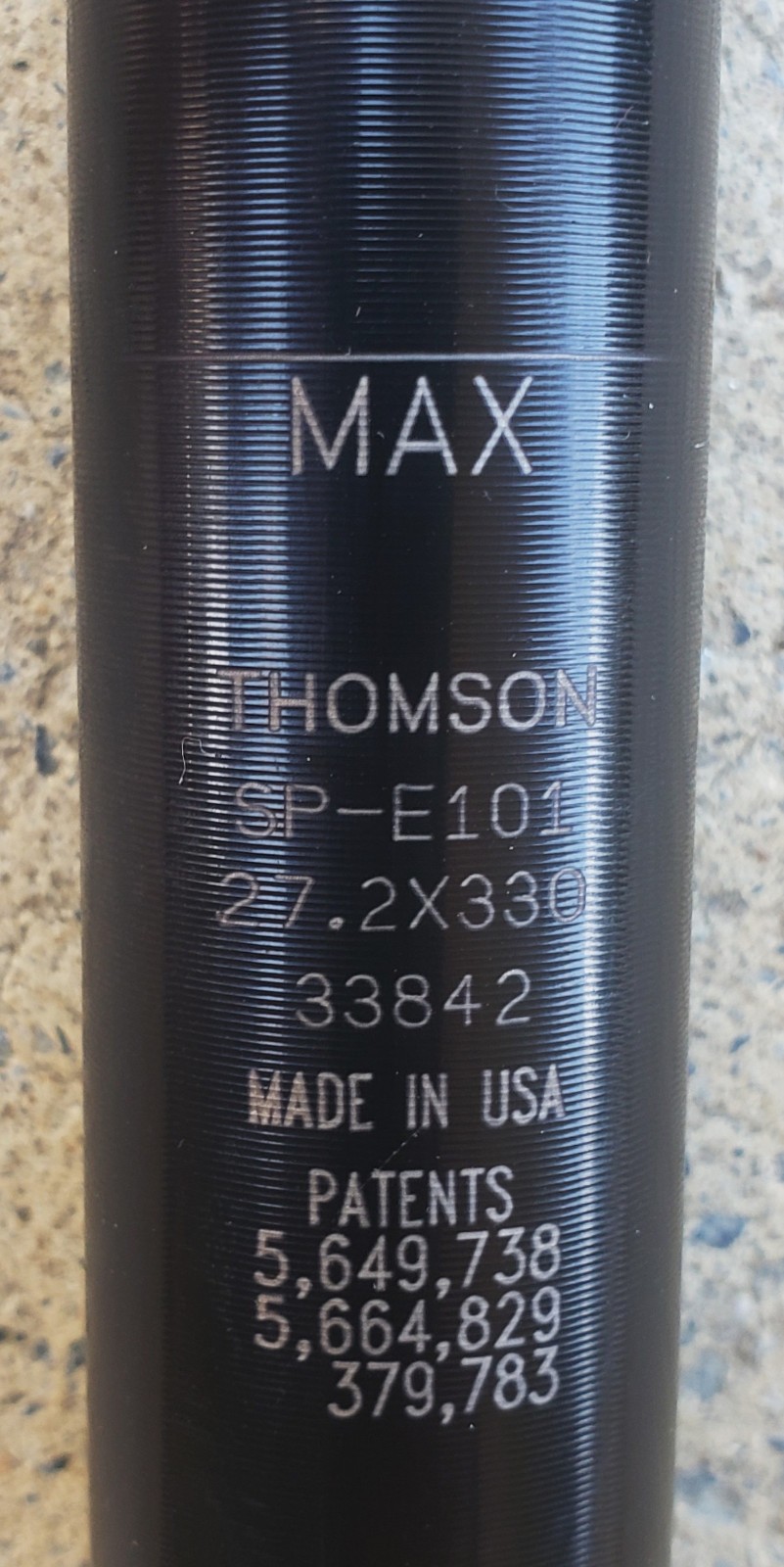 THOMSON ELITE BLACK Aluminum 27.2mm x 330mm Length ZERO SETBACK SEATPOST 232 GR