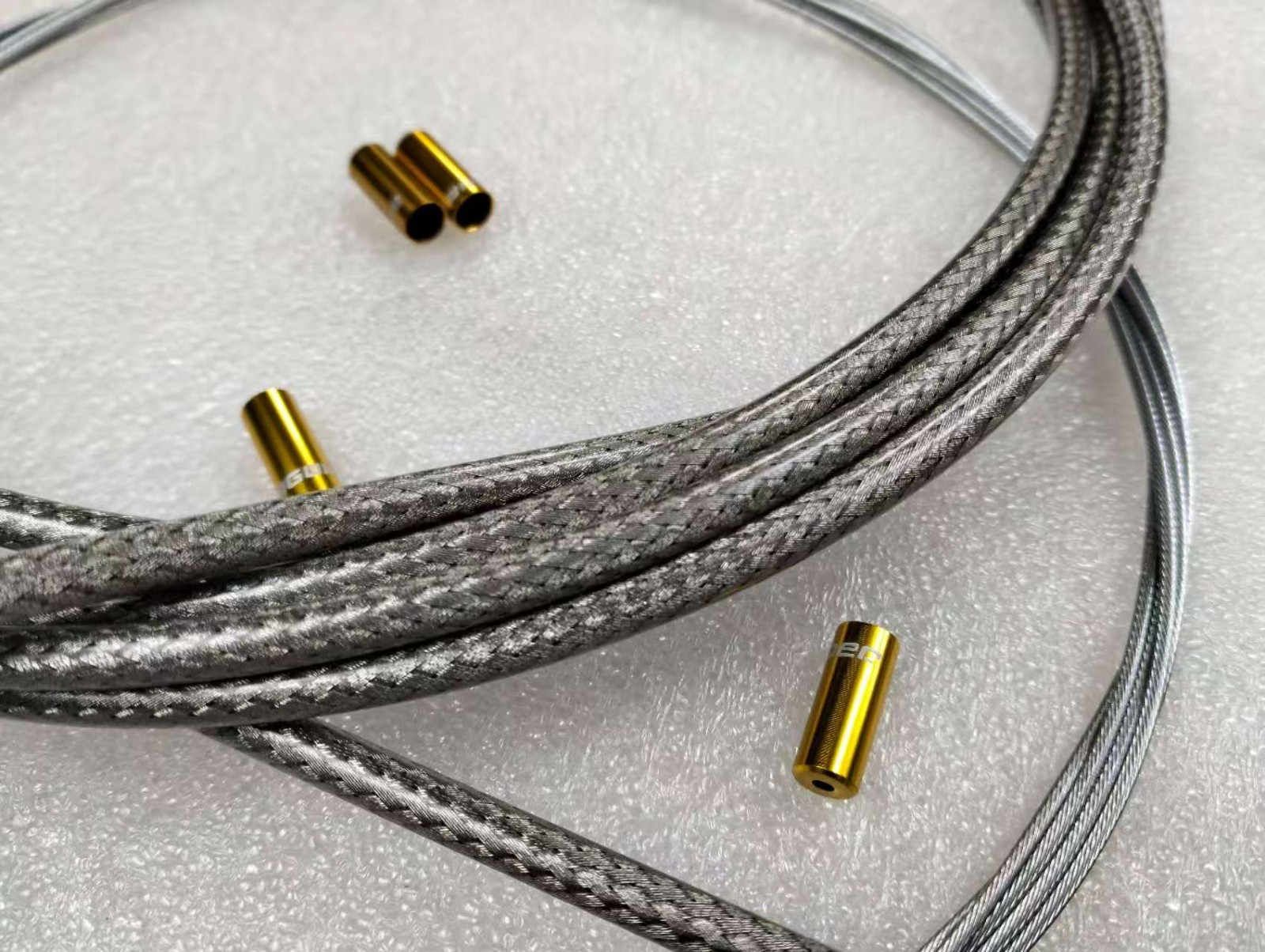 JAGWIRE BRAIDED TITANIUM CGX SL BRAKE HOSE CABLE KIT ROAD MTB GOLD CNC CAPS