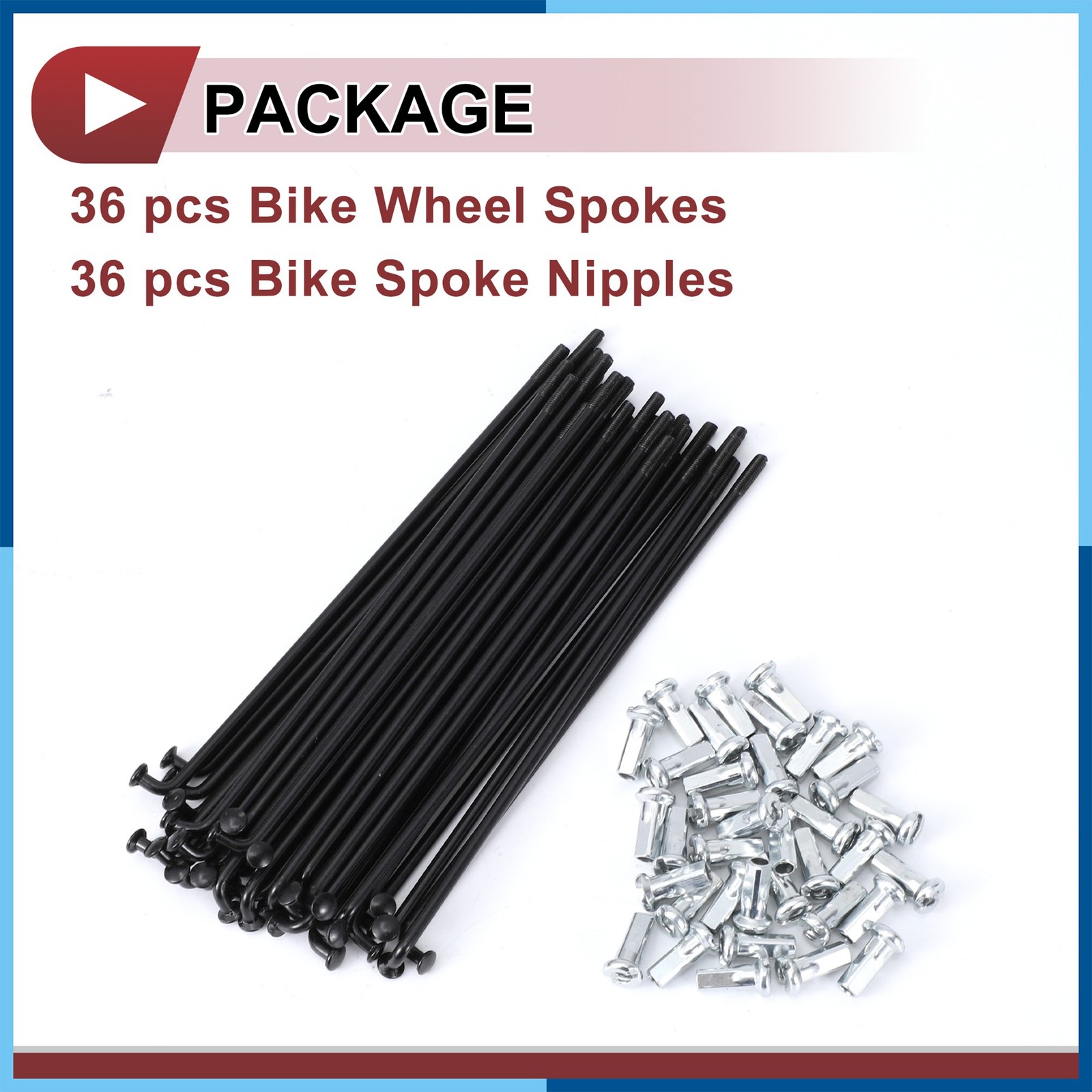 36 Set 12G Bicycle Spokes 116mm Bike Wheel Spokes 45 Steel