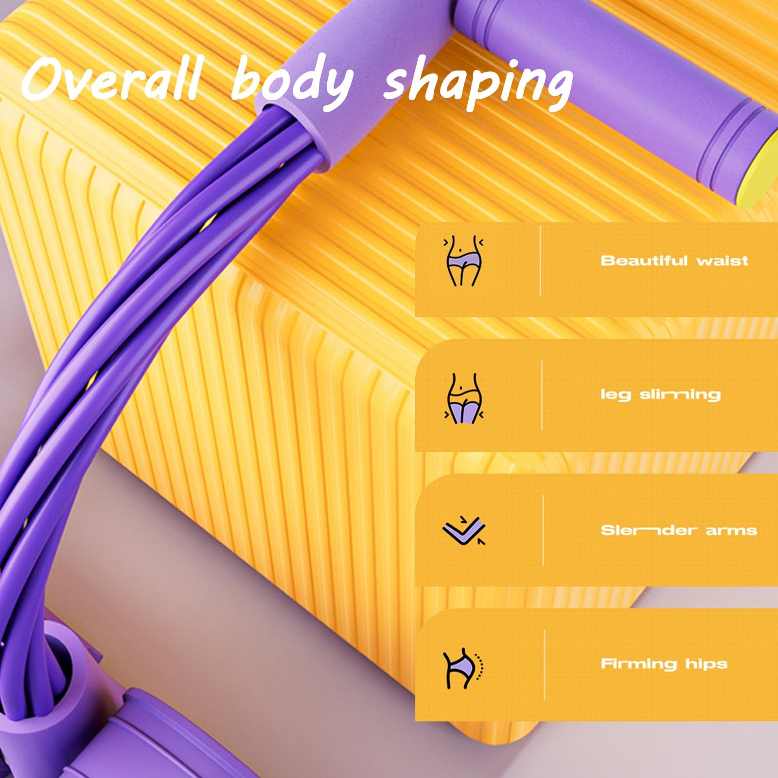 Pedal Resistance Band with Handle Multifunction purple-6 tubes
