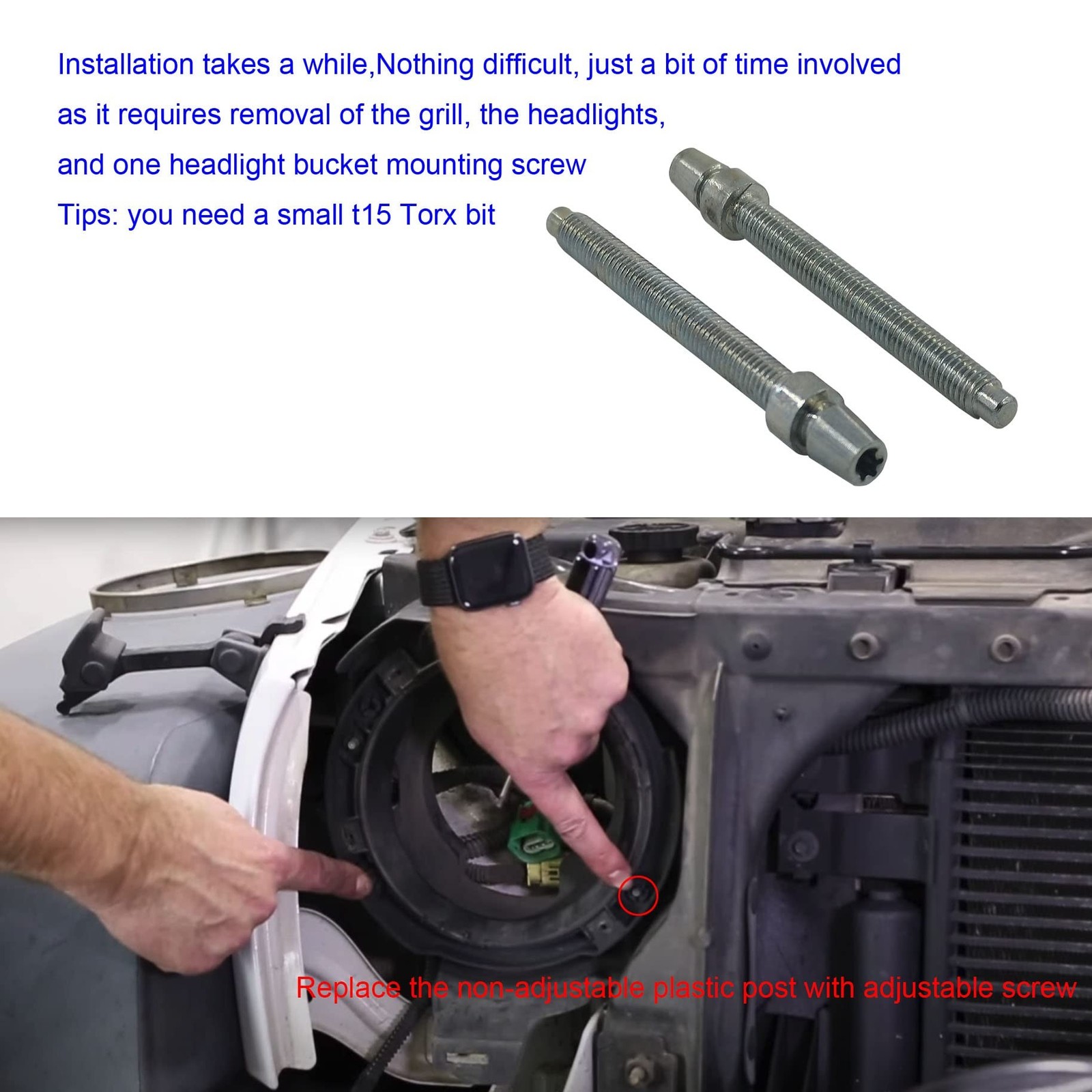 2Pcs Headlight Horizontal Adjustment Screws, Headlamp Adjusting Screws Compat…