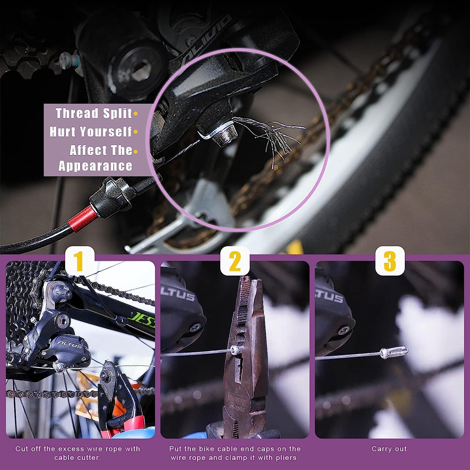 Stainless Steel Bike Cable Cutter and Brake/Shift Cable Kit with Crimp Termin…