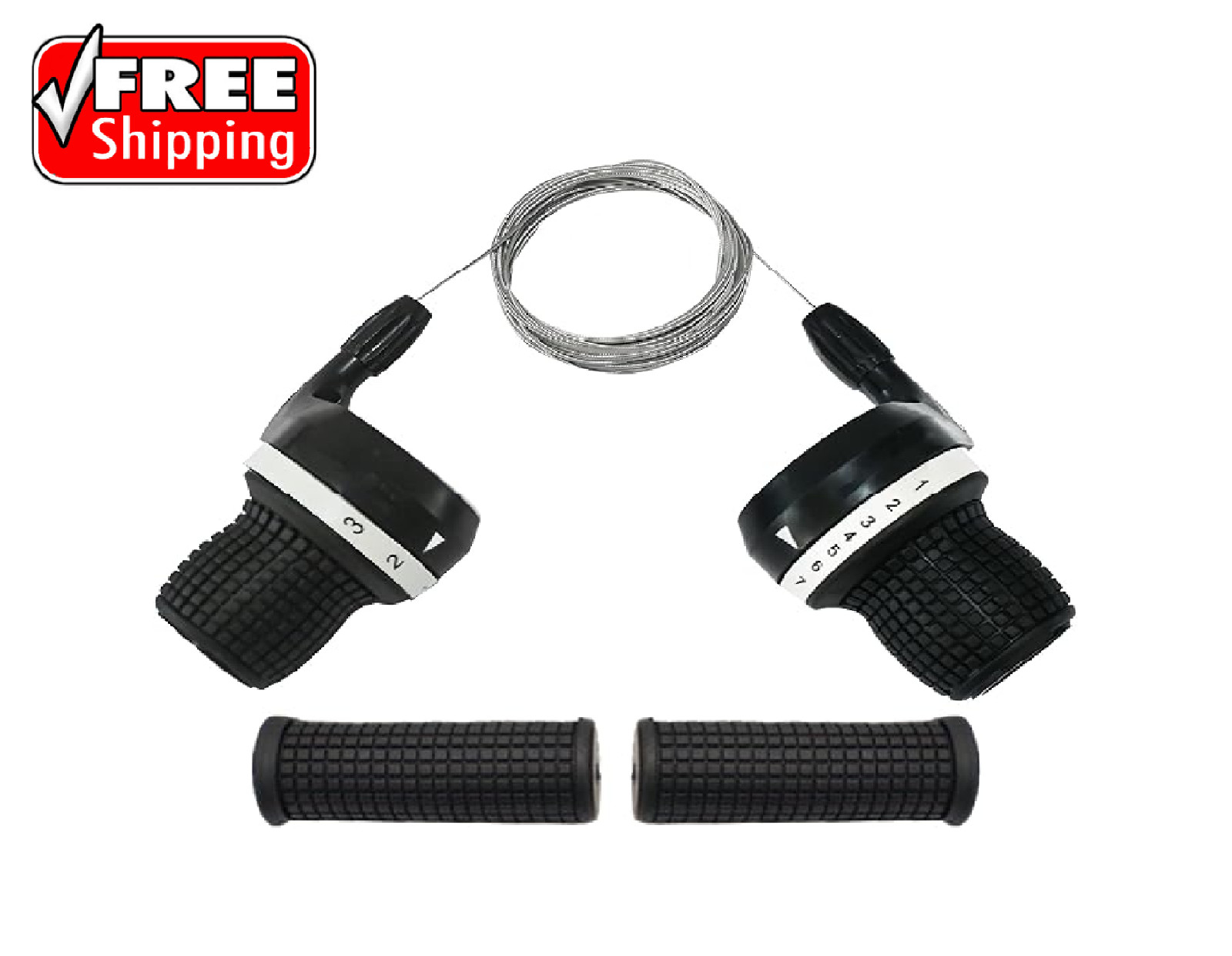 3×7 Speed Bike Shifter Set, 21 Speed Twist Grip Gear Shifters with Cables & Hand