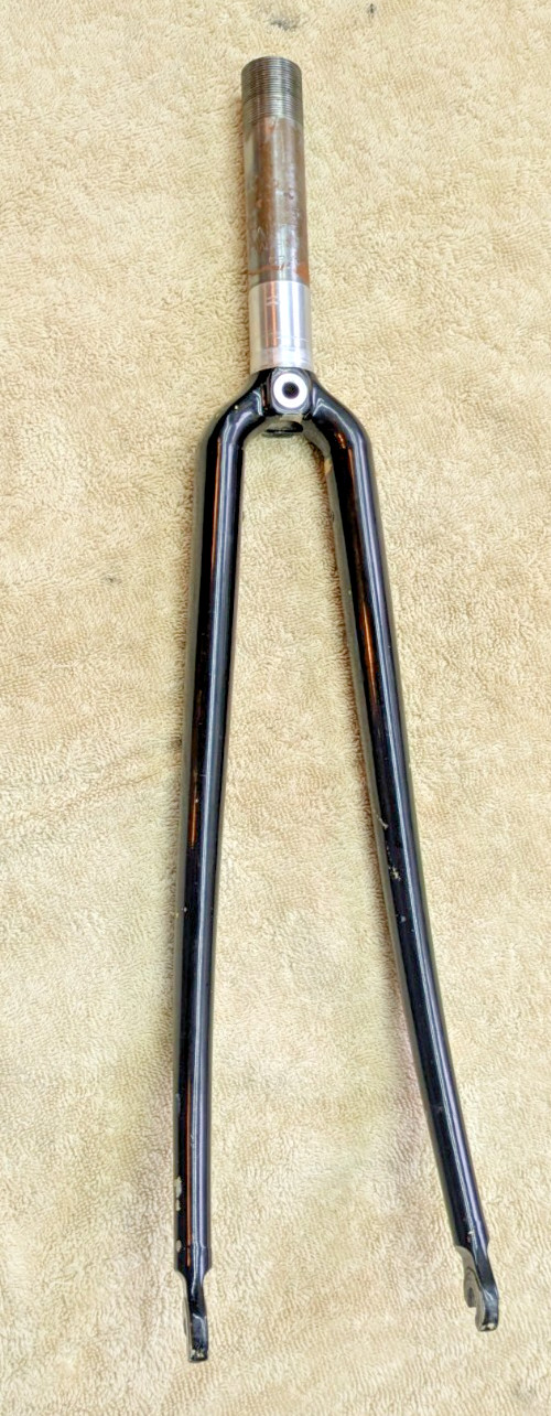 TANGE CR-MO BICYCLE Fork 622 700c 1 ” Threaded BLACK ALUMINUM BLADES 26.4 JAPAN