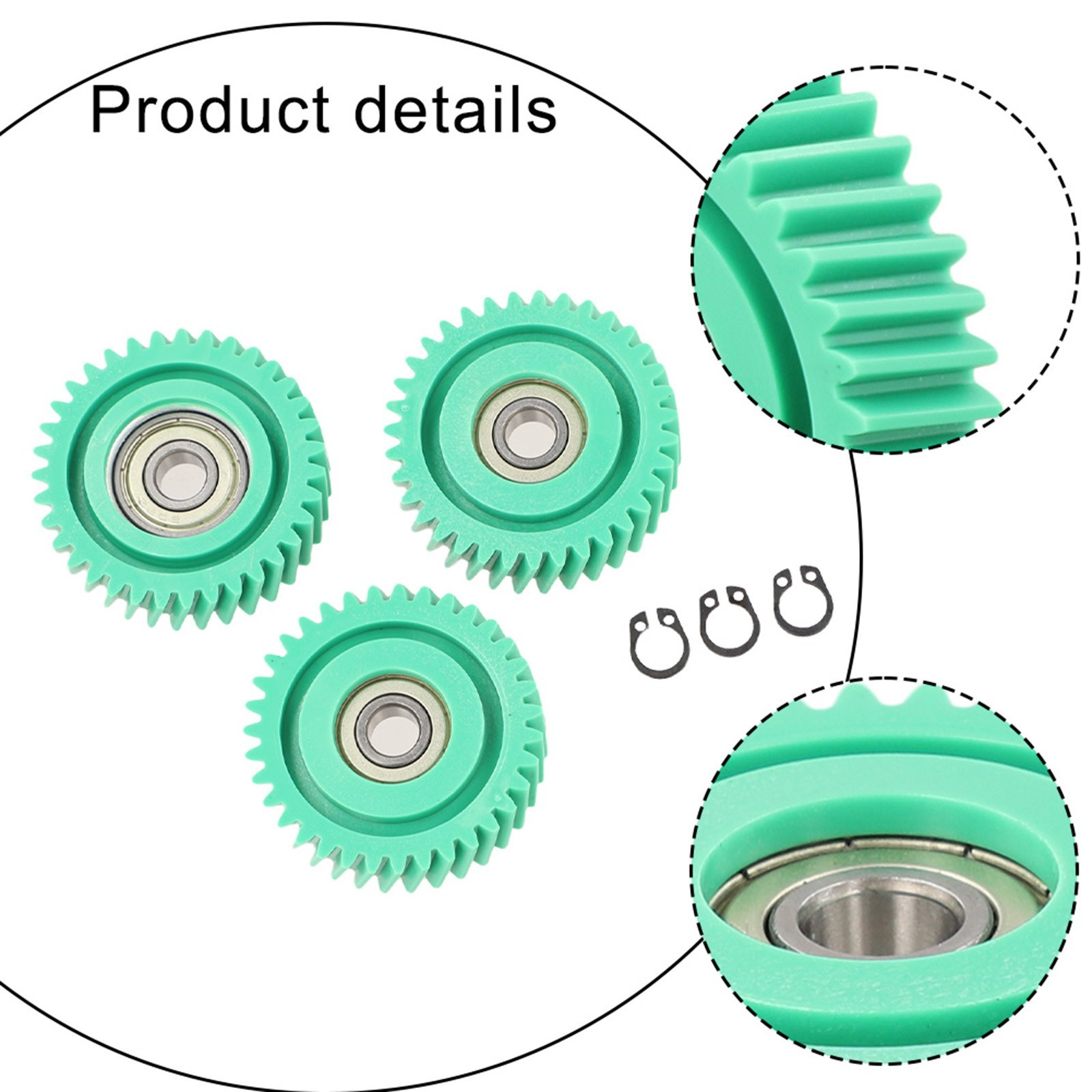 Nylon 3PCS Skew Gear with 608 Bearings for Electric Bike Motor 31T 35T