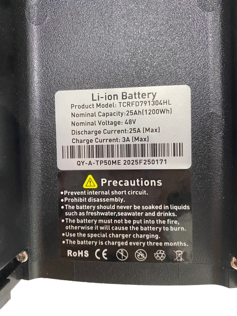 48V 25AH HighCapacity 4Pin Lithium Battery 1200Wh Replacement For Electric Ebike