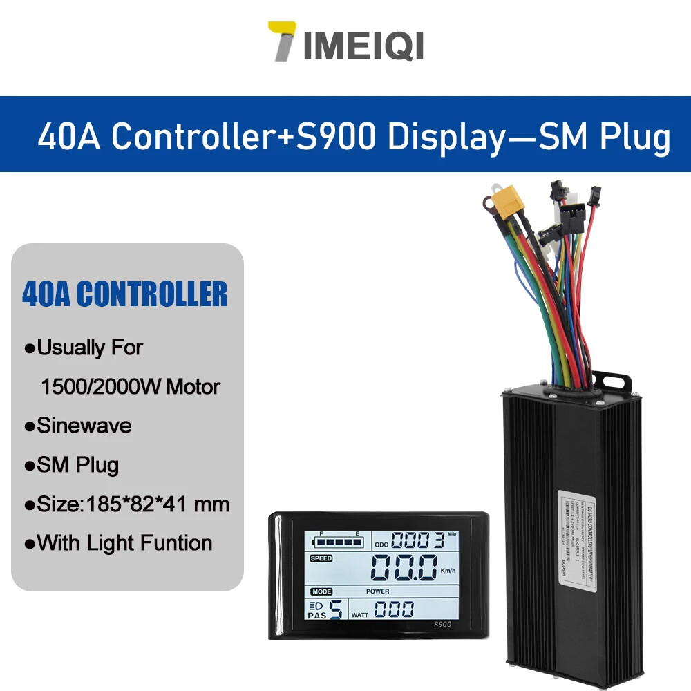 Ebike Sine Wave Three-Mode Controller 36V 48V 52V 40A with S866 S966 LCD Display