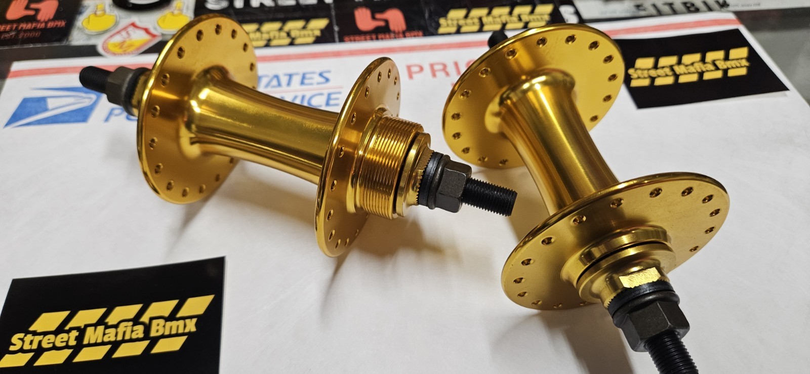 S&M GOLD BMX BIKE HUBS 3/8″ Sealed Bearing HI FLANGE Old School Flip Flop Style!