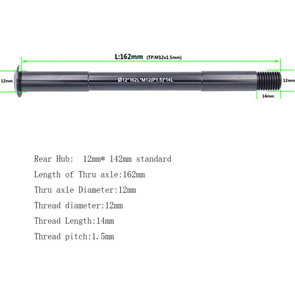 1x Rear Thru Axle Length-162mm Thread Pitch -1.5mm For Mountain Bike Road Bike