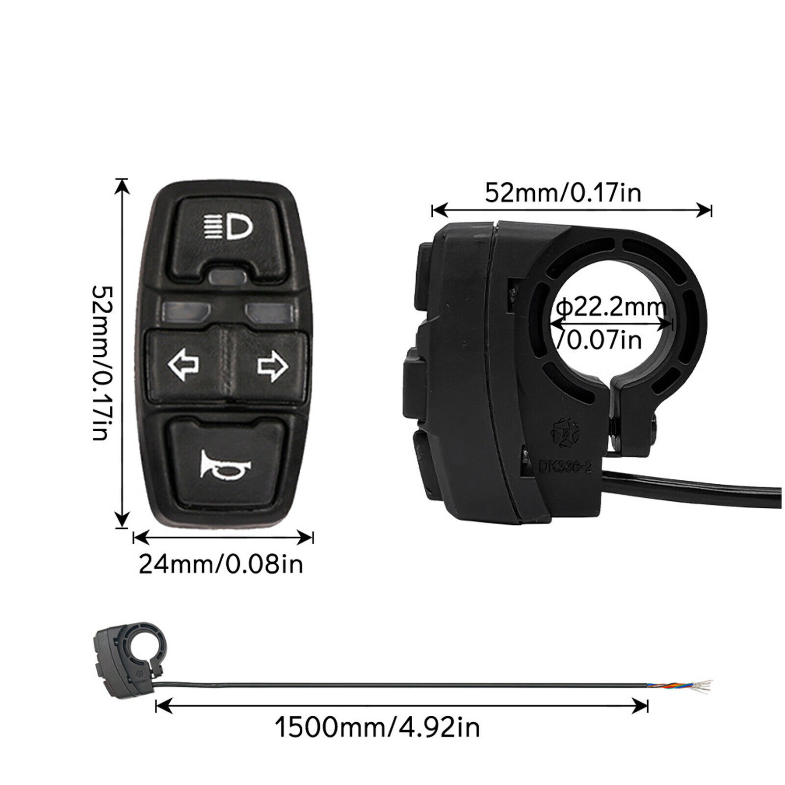 E-Bike Turn Headlight Horn Control Switch For Scooter Electric Bike Motorcycle