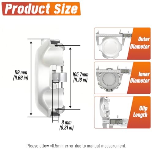 4Pcs 119mm(4.69in) Wheel Center OD: 119mm/4.69in, ID: 105.7mm/4.16in Silver