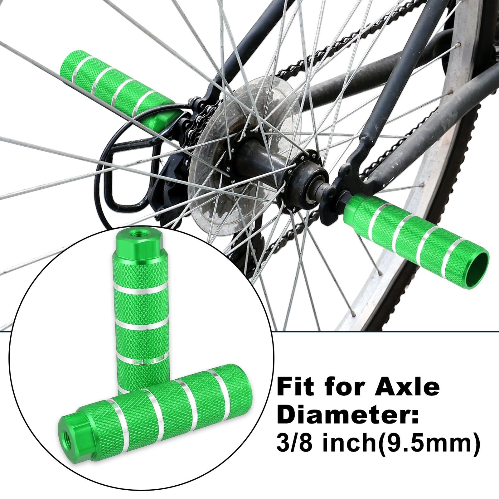 4pcs Aluminum Alloy Rear Foot Pegs Green for BMX MTB Bike Fit 3/8 inch Axles