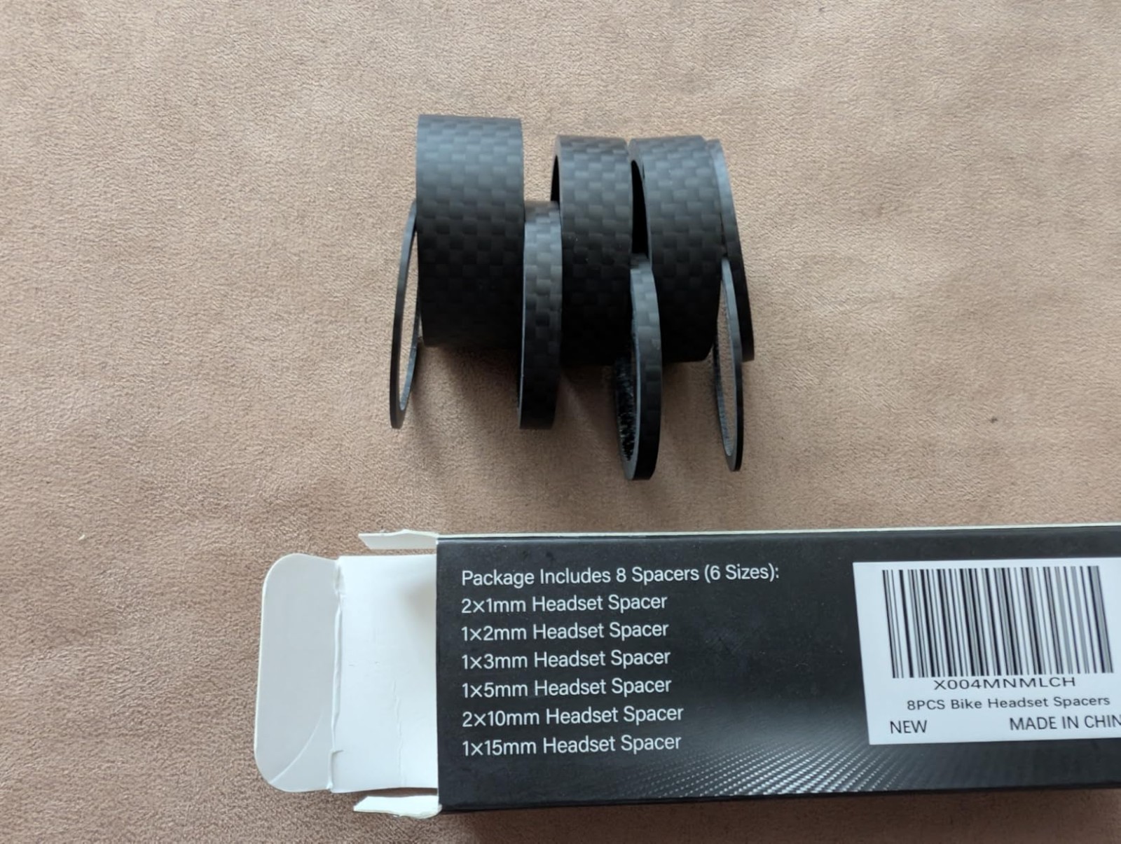 8PCS Carbon Fiber Headset Spacers Matte Finish Lightweight and Precision Fits