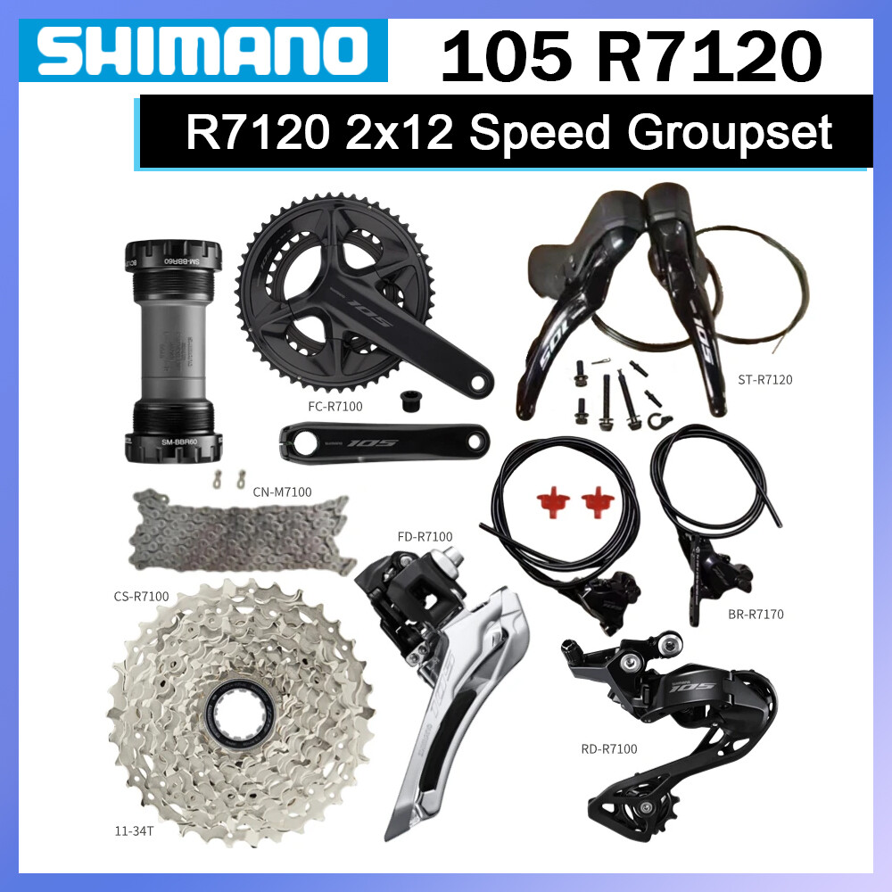 Shimano 105 R7120 R7100 2×12-speed Groupset Hydraulic Disc Brake Road Bike Set