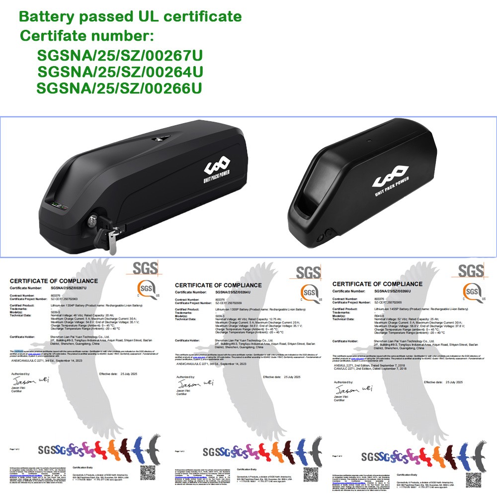 ebike battery 60V 52V 48V 20Ah 25Ah Lithium Frame Bicycle Battery 0~2000W Motor