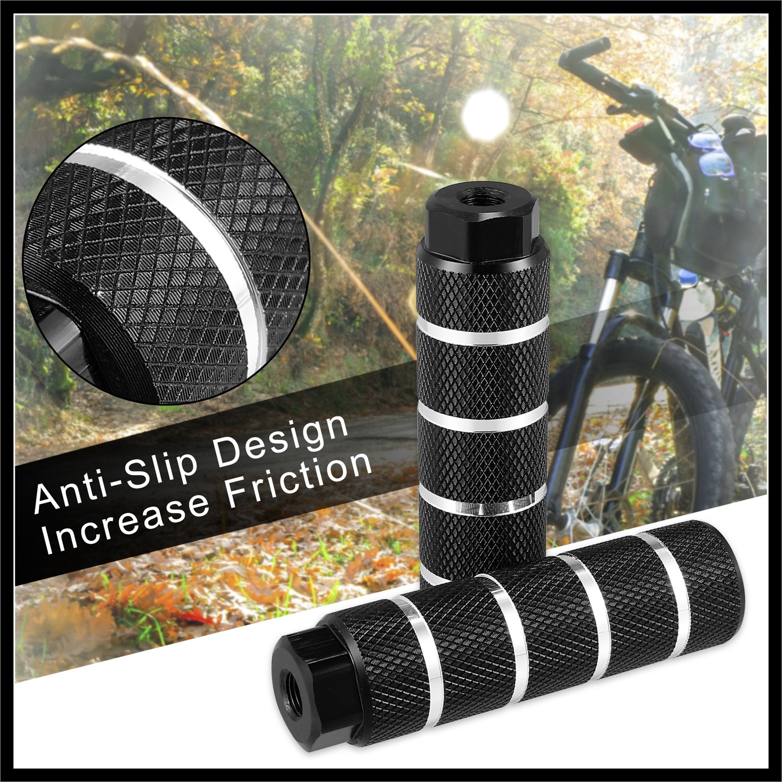 4 Pcs Aluminum Alloy Rear Foot Pegs for BMX MTB Bike Fit 3/8 inch Axles