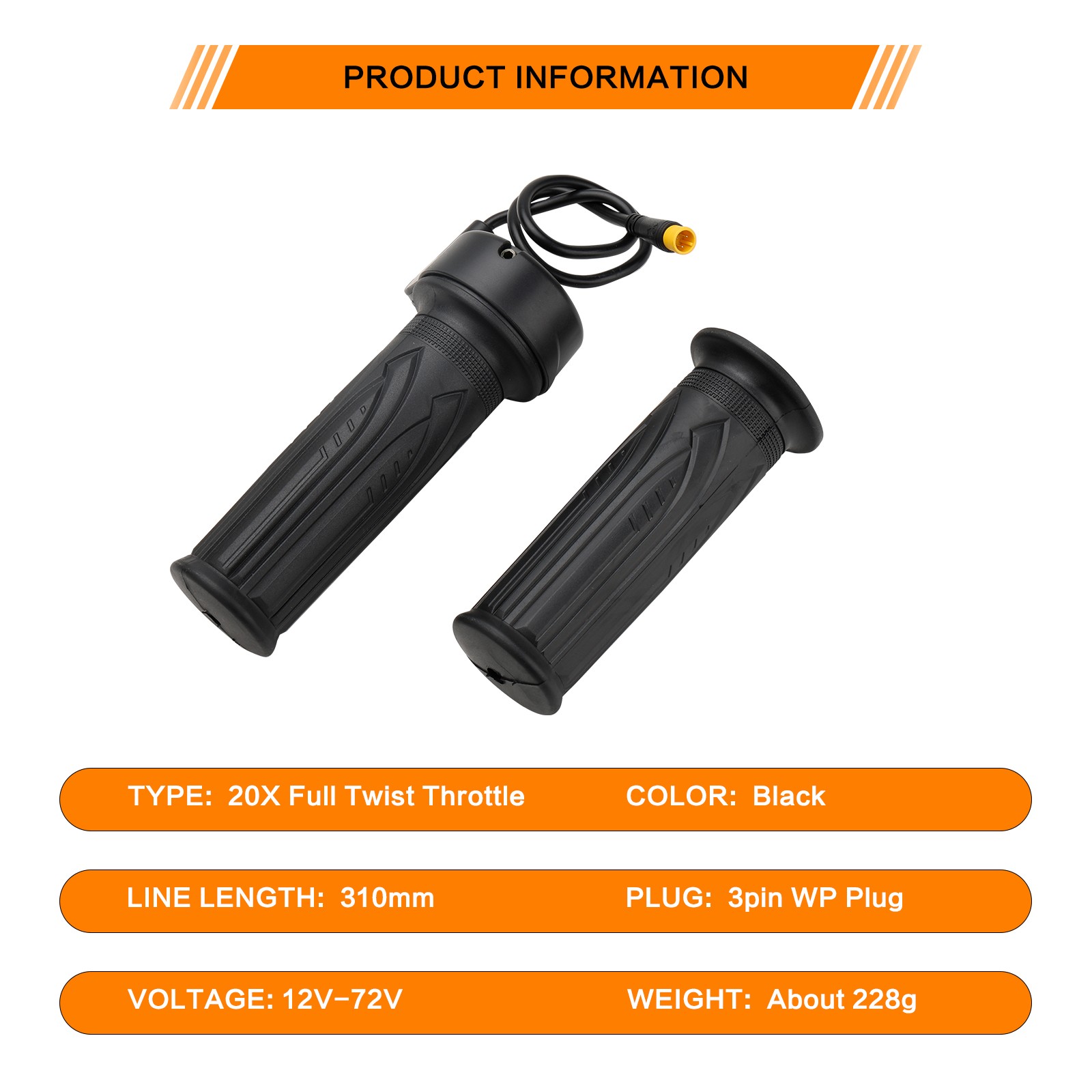 3 Pin Full Twist Throttle Ebike Left Right Hand Grip For Electric Mountain Bike