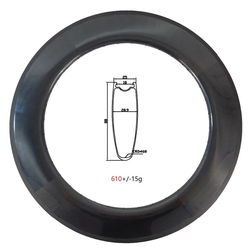700C 88mm Road Bike Carbon Fiber Clincher Road/CX/Gravel Bicycle Rim Wheels