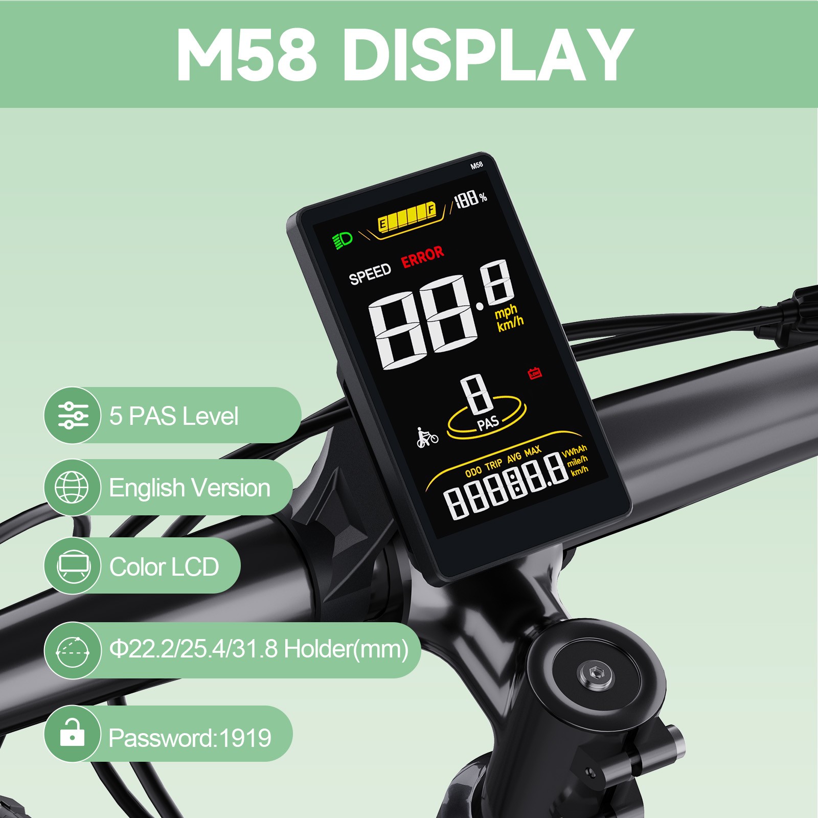 Ebike LCD Display EKD01 UART Protocol for Bafang BBS BBSHD Mid Drive Hub Motor
