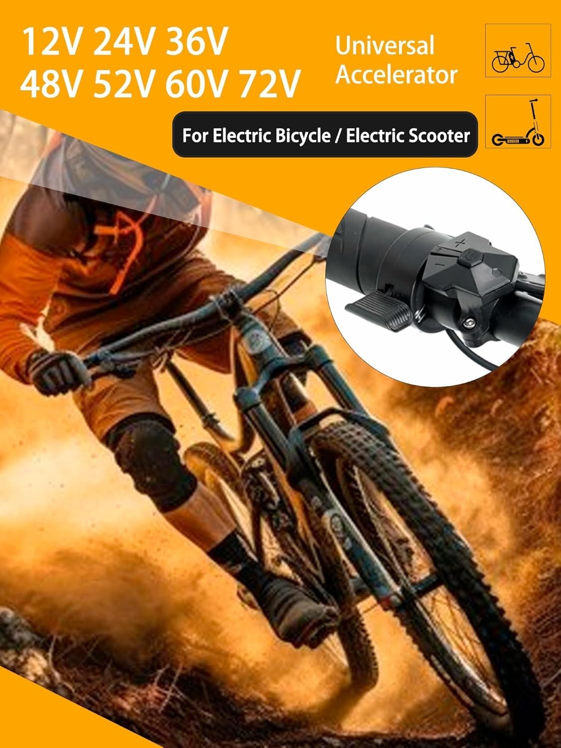 Thumb Throttle Ebike, Electric Bike Thumb Throttle with Male Connector, Water…