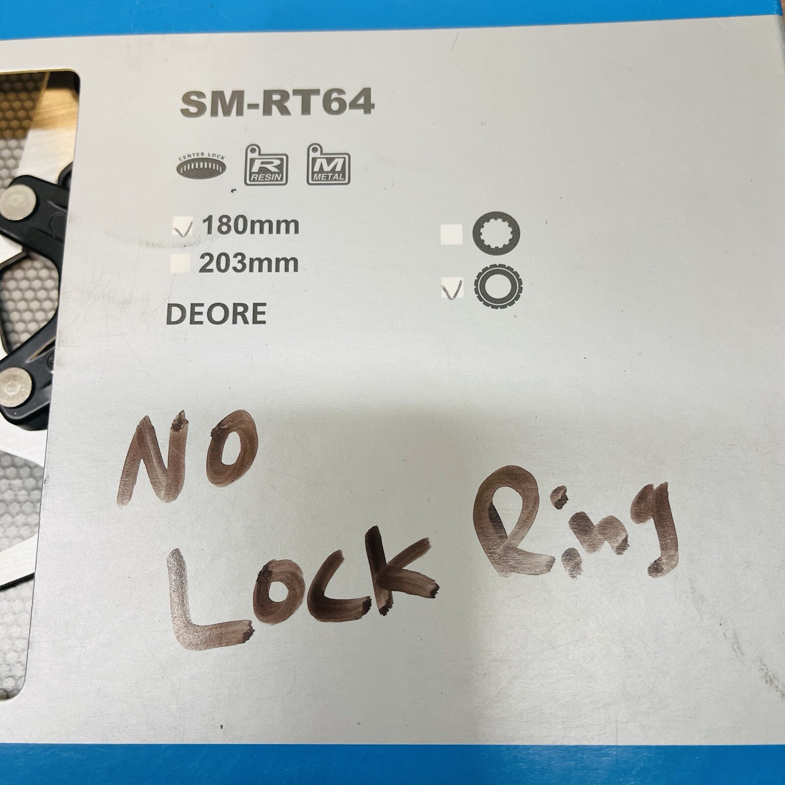 Shimano Deore SM-RT64 180mm Disc Brake Rotor Center Lock NO Lock Ring