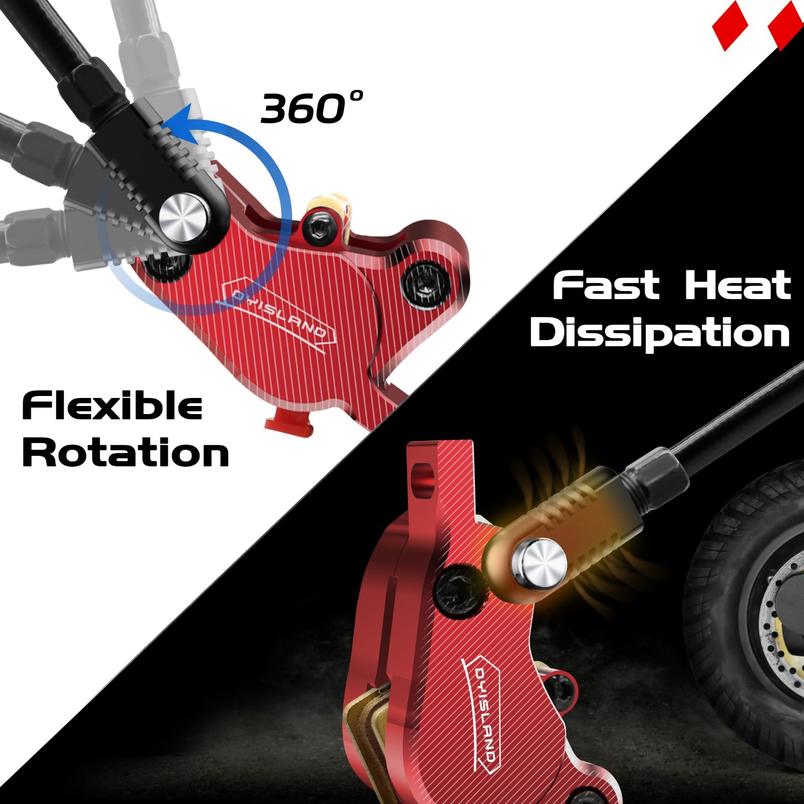 Hydraulic Disc Brakes Set 2-PIN/Power-Off Electric Scooter/E-Scooter L-R Black